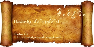 Hadady Árpád névjegykártya